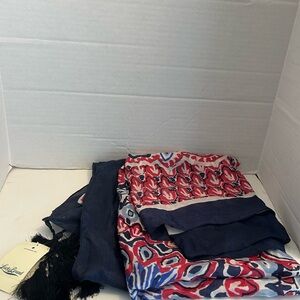 Lucky Brand Paisley Print 100% Silk - Red White Blue Scarf New w Tags